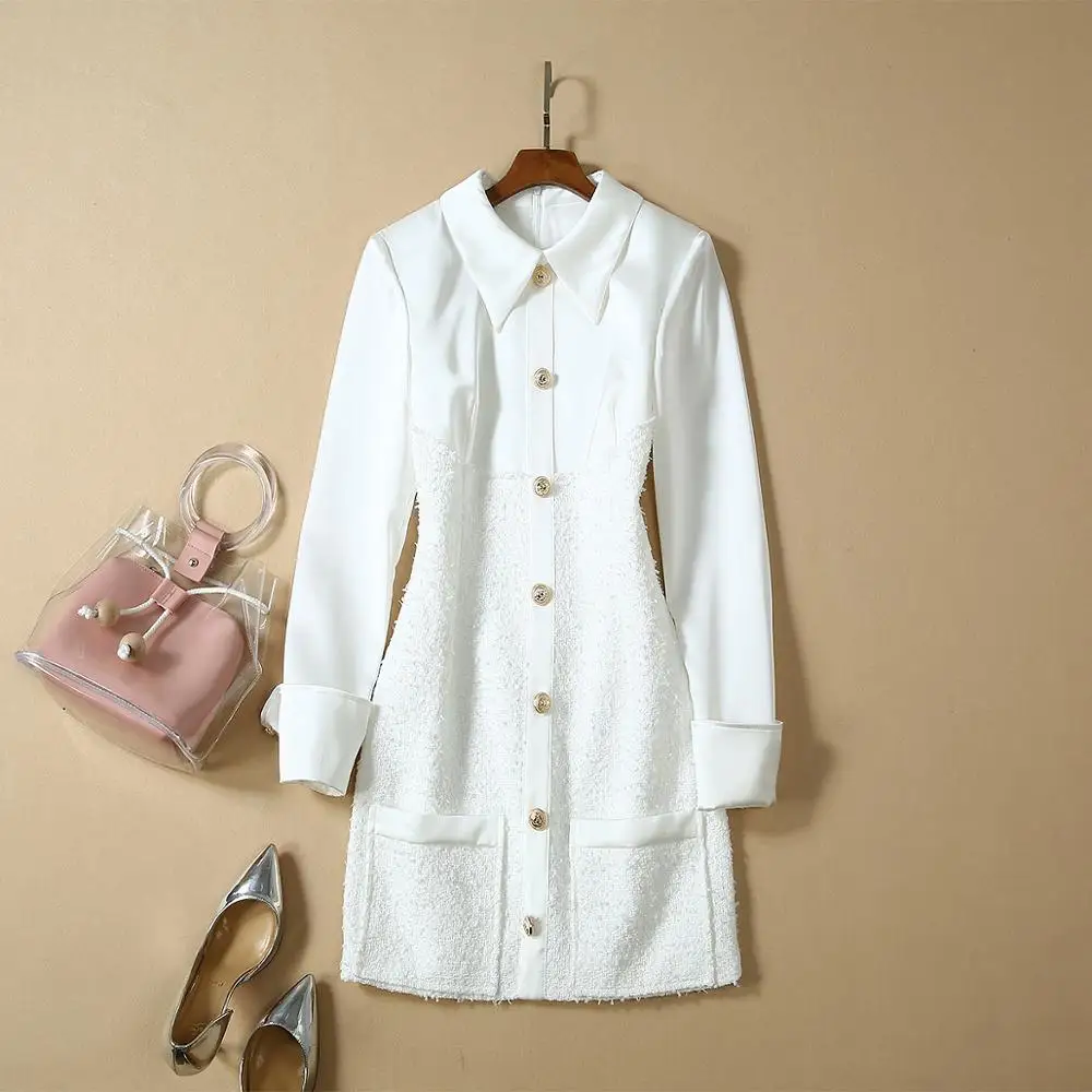 Новинка Осень 2019 Женская одежда в европейском и американском стиле твидовое