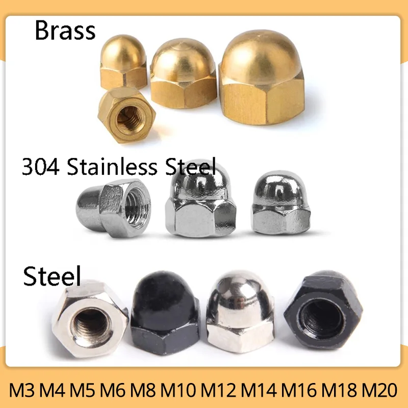 

M3 M4 M5 M6 M8 M10 M12 M14 M16 M18 M20 Stainless Steel Brass Black Carbon Steel Acorn Cap Nut Hex Metric Threaded Hexagon Nut