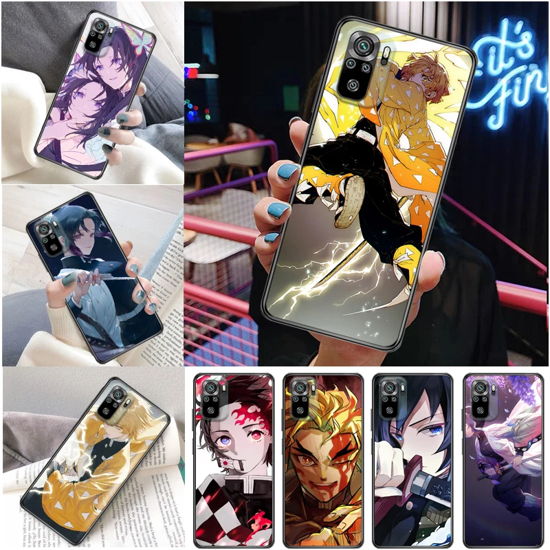 

Demon Slayer Kamado Nezuko Kimetsu No Yaiba Kamado Tanjirou Agatsuma Zenitsu Phone Case For Xiaomi Redmi Note 10 10T Pro Funda