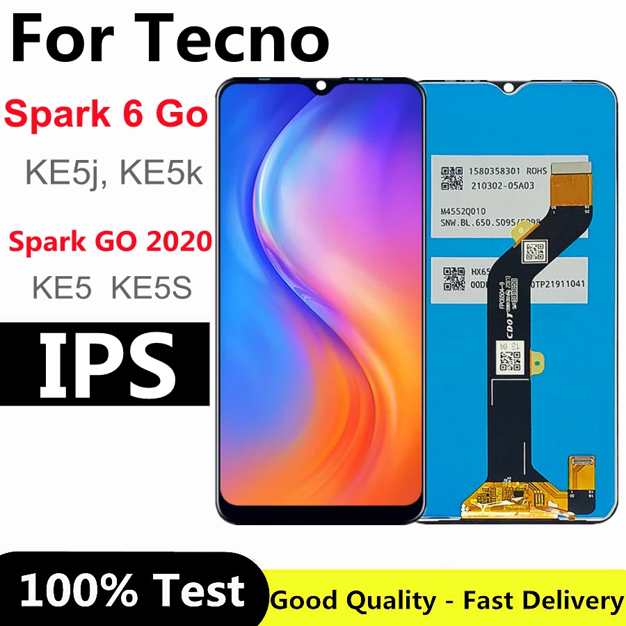 

6.52" For Tecno Spark 6 GO KE5J KE5K LCD Display with Touch Screen Digitizer Assembly Spark GO 2020 KE5 KE5S LCD