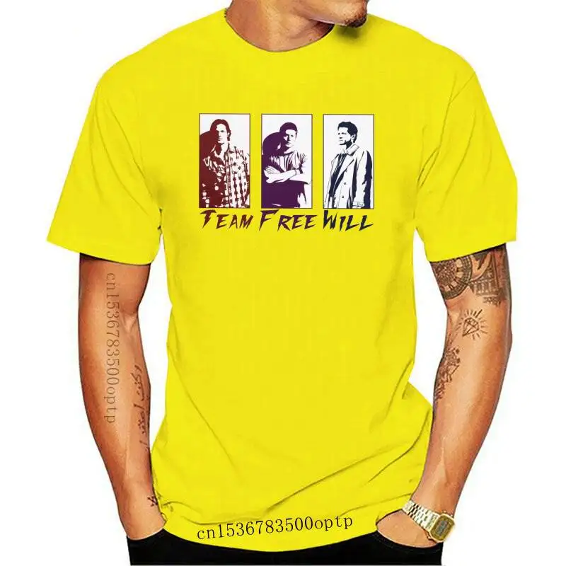 

Black Supernatural Team T Shirts Men's Custom Printed Short Sleeved Soft Cotton Round Neck T-Shirt