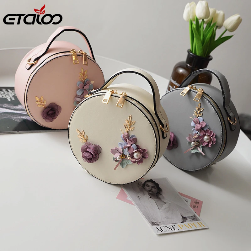 Сумки 2020 новая Цветочная мини сумка Корейская версия тренда круглая через плечо