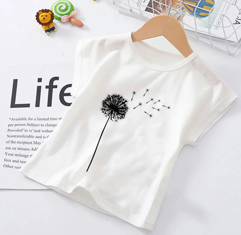 

Dandelion Wildflower Bouquet Plant Print Boys Clothes T Shirt Girl Casual Kids Tshirt Cartoon Girls T Shirts Unisex Cute