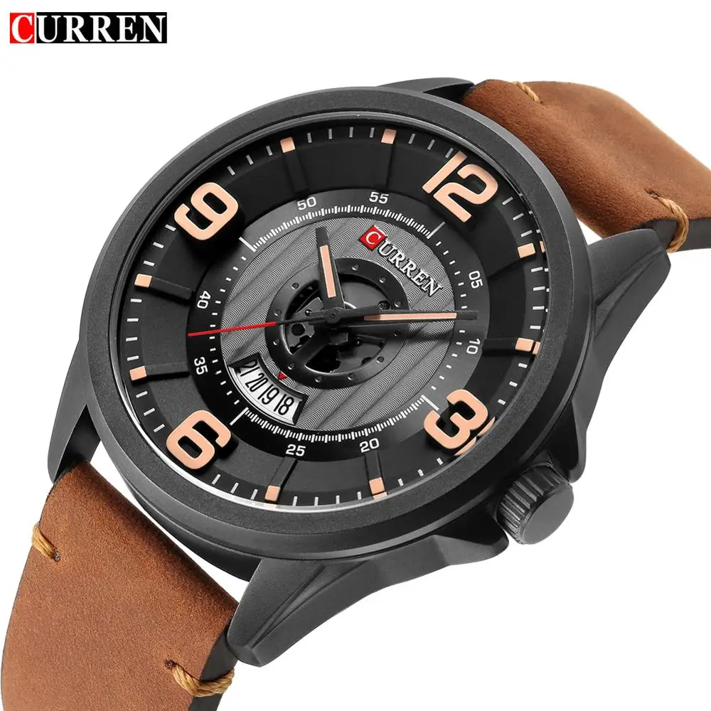 Часы наручные CURREN Мужские кварцевые роскошные Брендовые повседневные