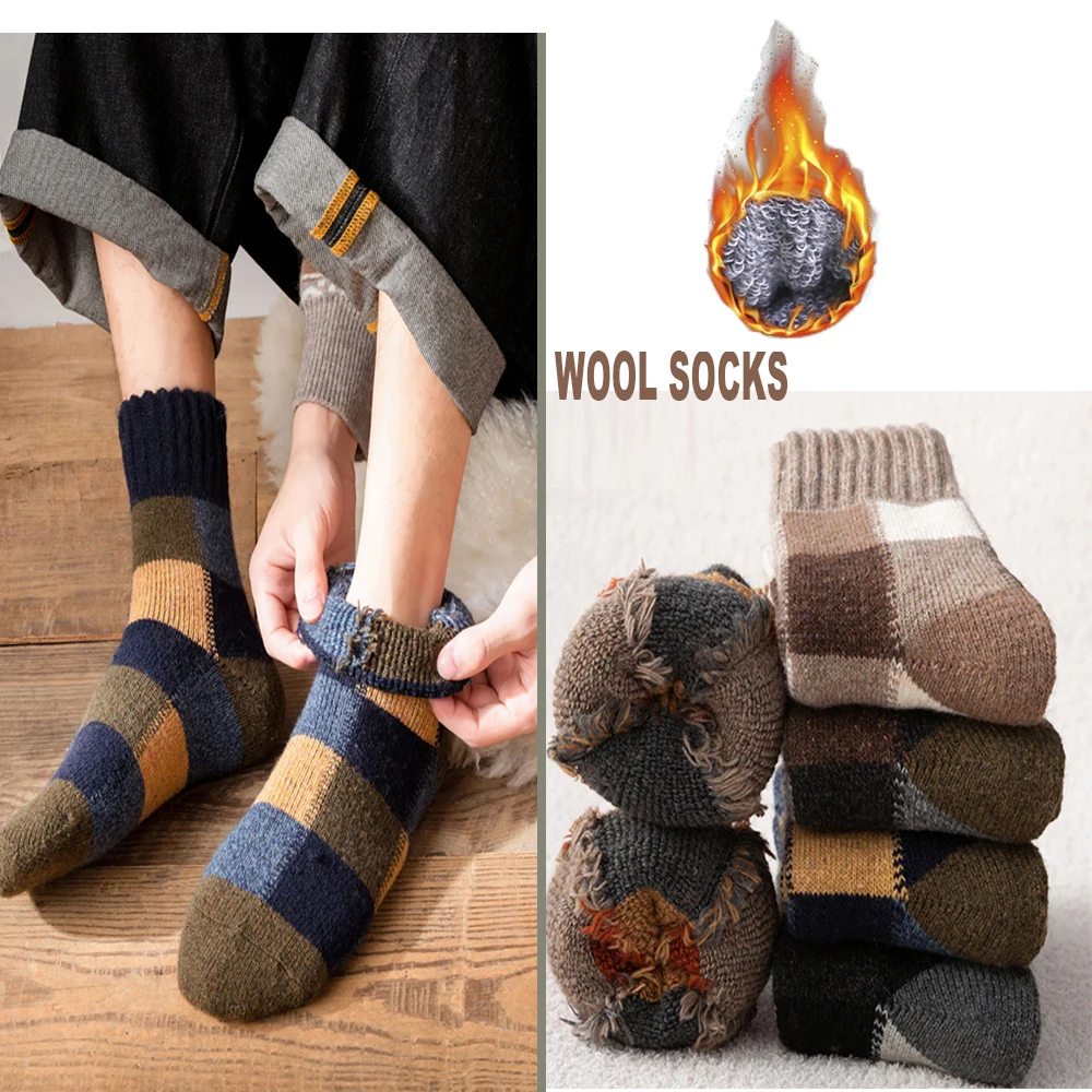 

Носки мужские зимние кашемировые, суперплотные теплые шерстяные, устойчивые к холоду, повседневные, в стиле Харадзюку, квадратные, 10 шт. = 5 пар