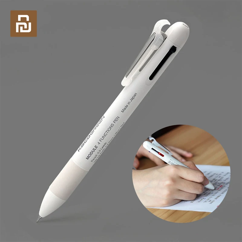 

Original KACO 4 In 1 Multifunction Pens 0.5mm Black Blue Red Refill Mechanical Pencil Japanese ink Office School