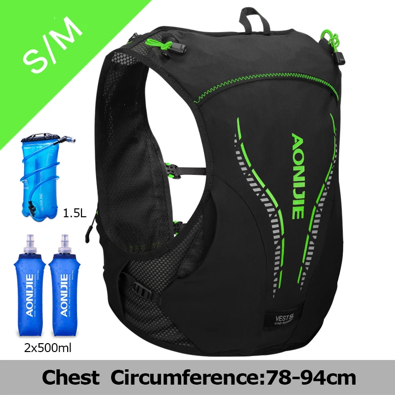 SM BlacGreen Set AONIJIE продвинутый Рюкзак гидратация пакет рюкзак сумка Жилет Жгут водный Пузырь для пешего туризма бег марафон Гонки Велоспорт сумка 5L - Цвет: SM BlacGreen Set