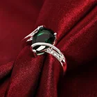 Браслеты с подвесками 925 Серебряные кольца для женщин зелеными кристаллами ручной работы; Комплект: капли воды, размеры для детей в возрасте от 7 8 модные вечерние рождественские подарки, ювелирные изделия для помолвки, свадьбы