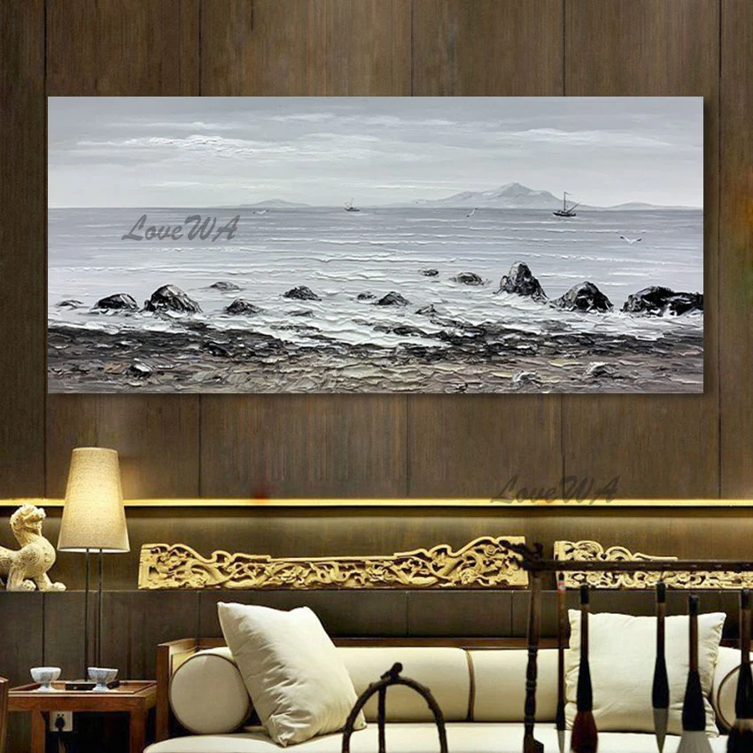 

No Framed Sailing Beautiful Landscape Painting Wall Art Picture For Hotel Home Decoration Piece 100% Handpainted Custom Artwork