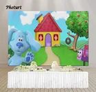 Фон для фотосъемки с изображением голубой собаки фон для фотосъемки детей на день рождения небо дом винил полиэстер реквизит для фотостудии