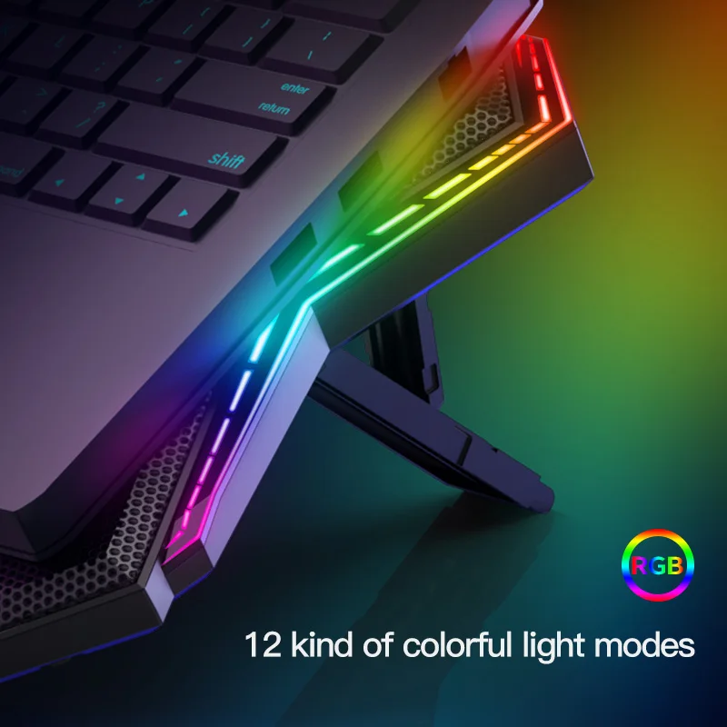 gaming rgb laptop cooler 12 17 inch led screen laptop cooling pad notebook cooler stand with six fan and 2 usb ports free global shipping