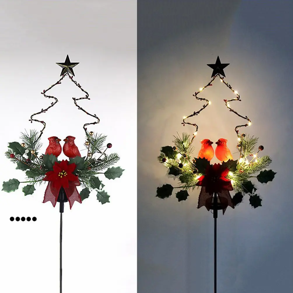 

Светодиодные уличные фонари на солнечной батарее, водонепроницаемые Красные Птицы, освещение для дорожек на рождественском дереве, кладби...