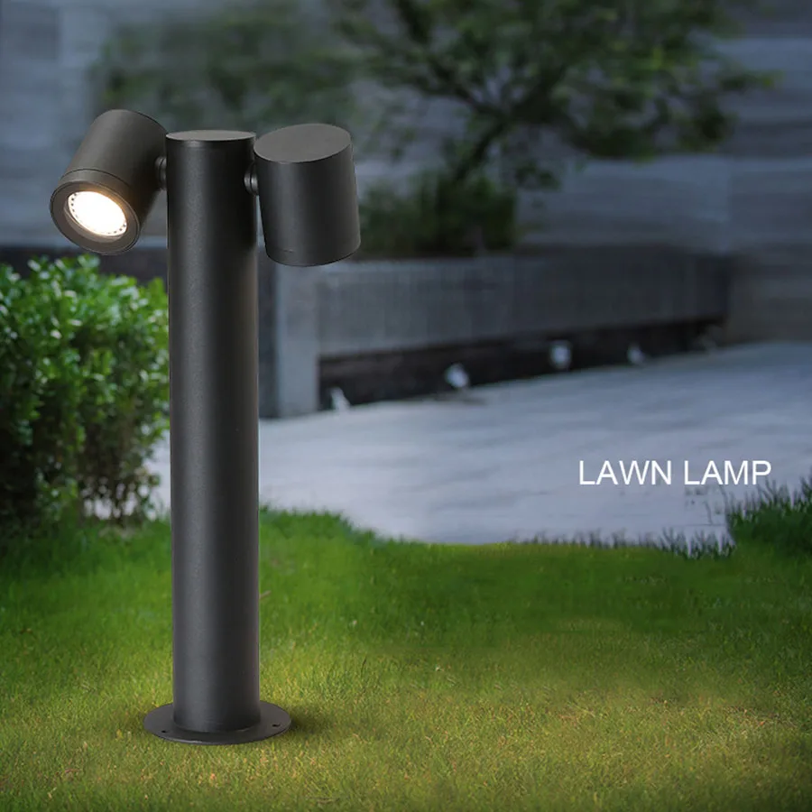 Adjustable Head Garden Lawn Lamp Waterproof Modern Aluminum Pillar Light Outdoor Courtyard Pathway Landscape Lawn Bollards Light