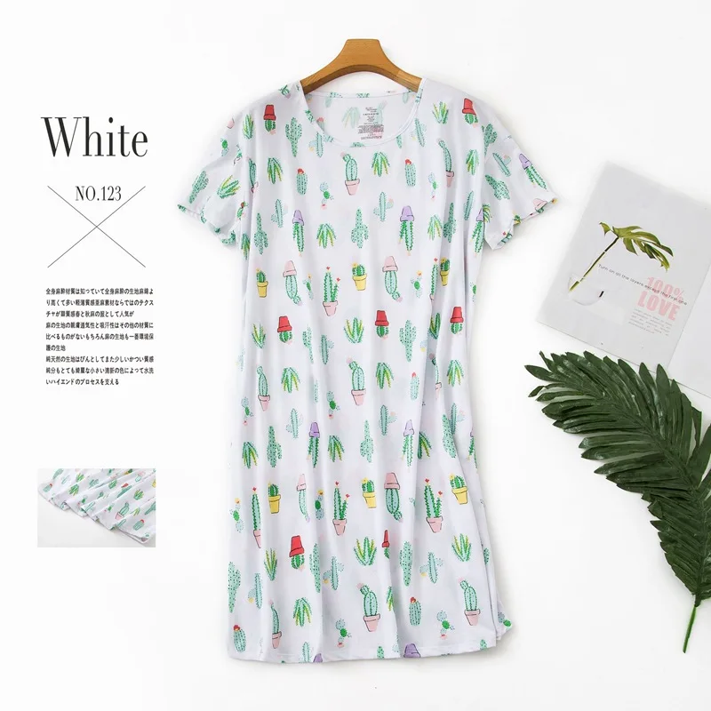 

Brand Designer Homewear Women Casual Cartoon nightgown Ladies Cotton nightdress Female Round collar Plus size sleep dress