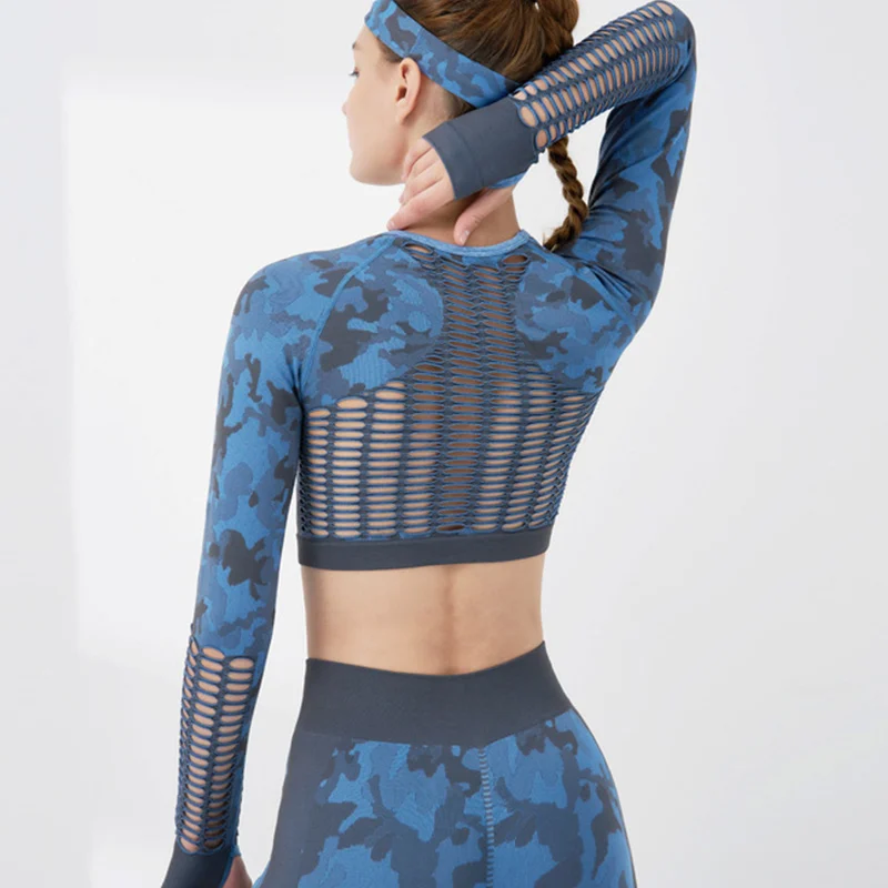 

Two Piece Tracksuit Gym Top Women Pants Seamless Camo Workout Yoga Set Summer Tracksuits Sport Clothing For Women Free Shipping