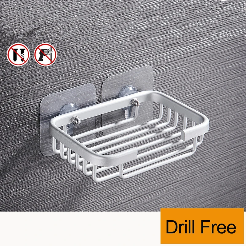 

1 Pcs Creative Drill Free Soap Dish Holder Wall Mounted Storage Rack Holder Hollow Type Soap Sponge Dish Bathroom Accessories
