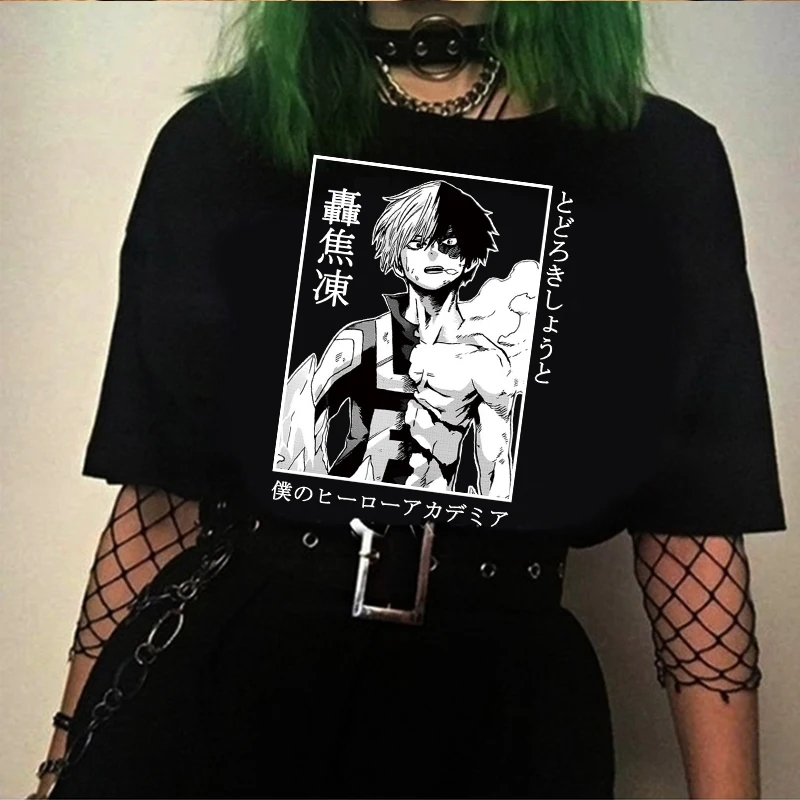 

Shoto Todoroki My Hero Academia Women T-Shirts Casual Harajuku Anime T Shirt Men Clothing