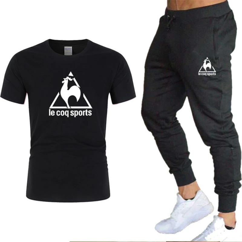 

2021 summer brand sportswear men's set cotton short-sleeved T-shirt + pants two-piece jogging fitness fashion casual sportswear