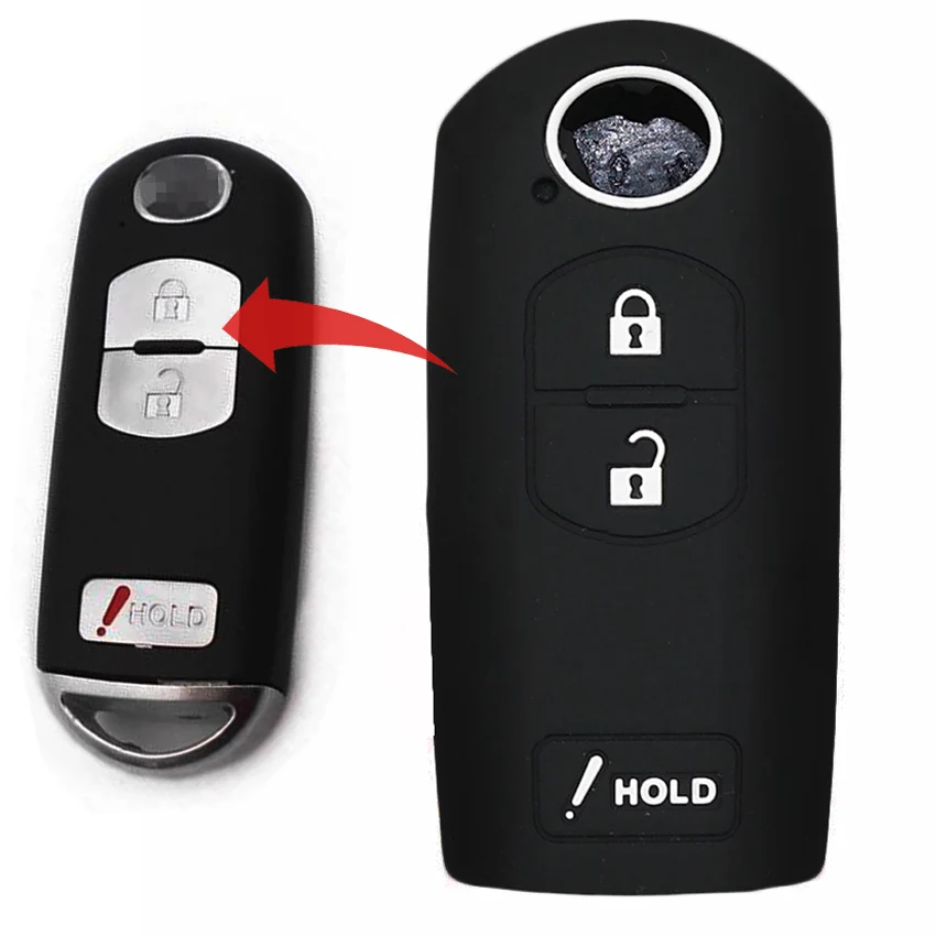 Мягкий моющийся силиконовый чехол для автомобильного ключа с 3 кнопками Mazda 2 5 6 CX5