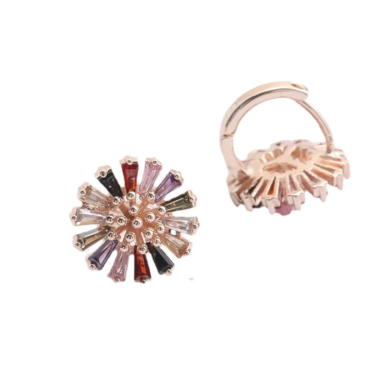 

Colorful Women Earrings Inlaid Crystal Zircon Charm Creative Flower Hoop Earrings For Female Elegant Dangle Wedding Jewelry Gift
