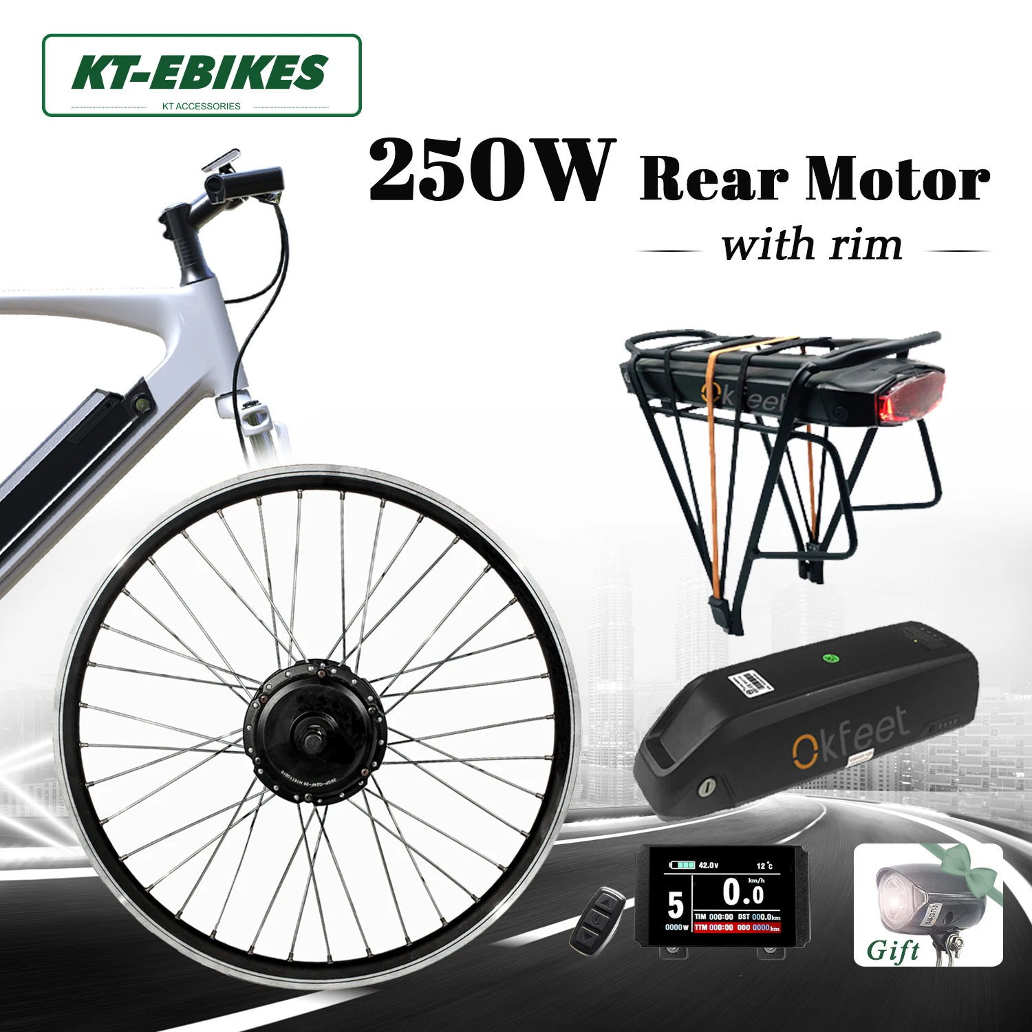 Bestellen EBIKE Kit 20 26 29 700C 36V 250W Bürstenlosen Getriebe Hinten Hub Motor Rad Elektrische Fahrrad Conversion Kit Mit Fahrrad Batterie