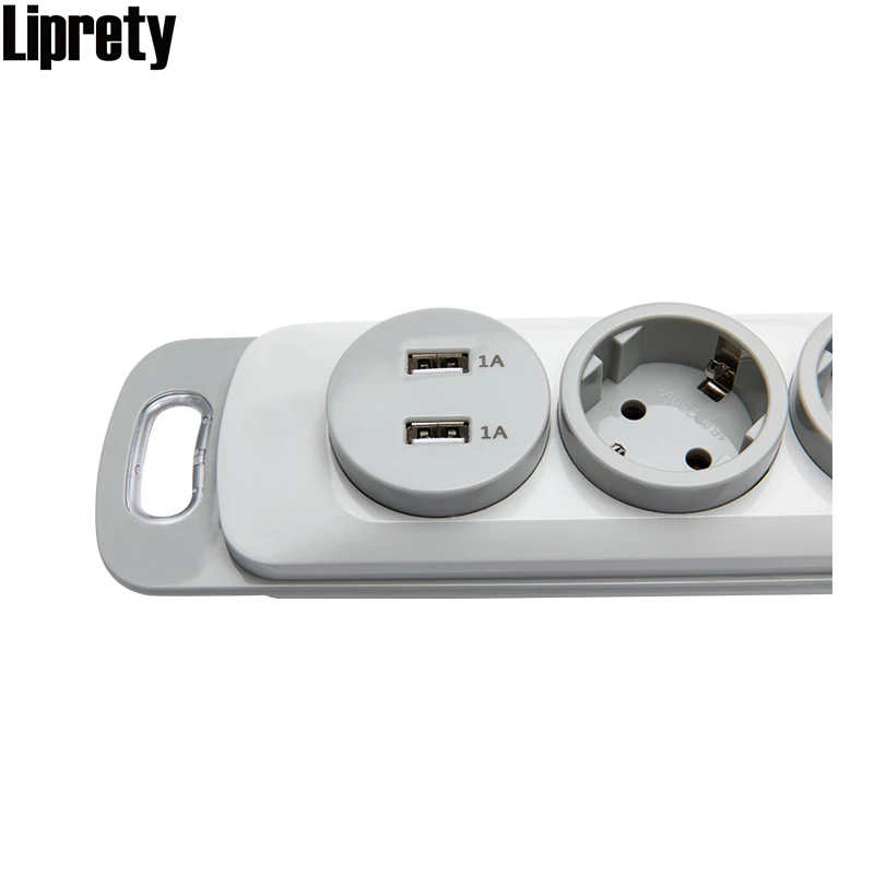 ЕС поп AC 5 + 2 Зарядка USB Мощность полосы электронный таймер разъем беговой дорожке