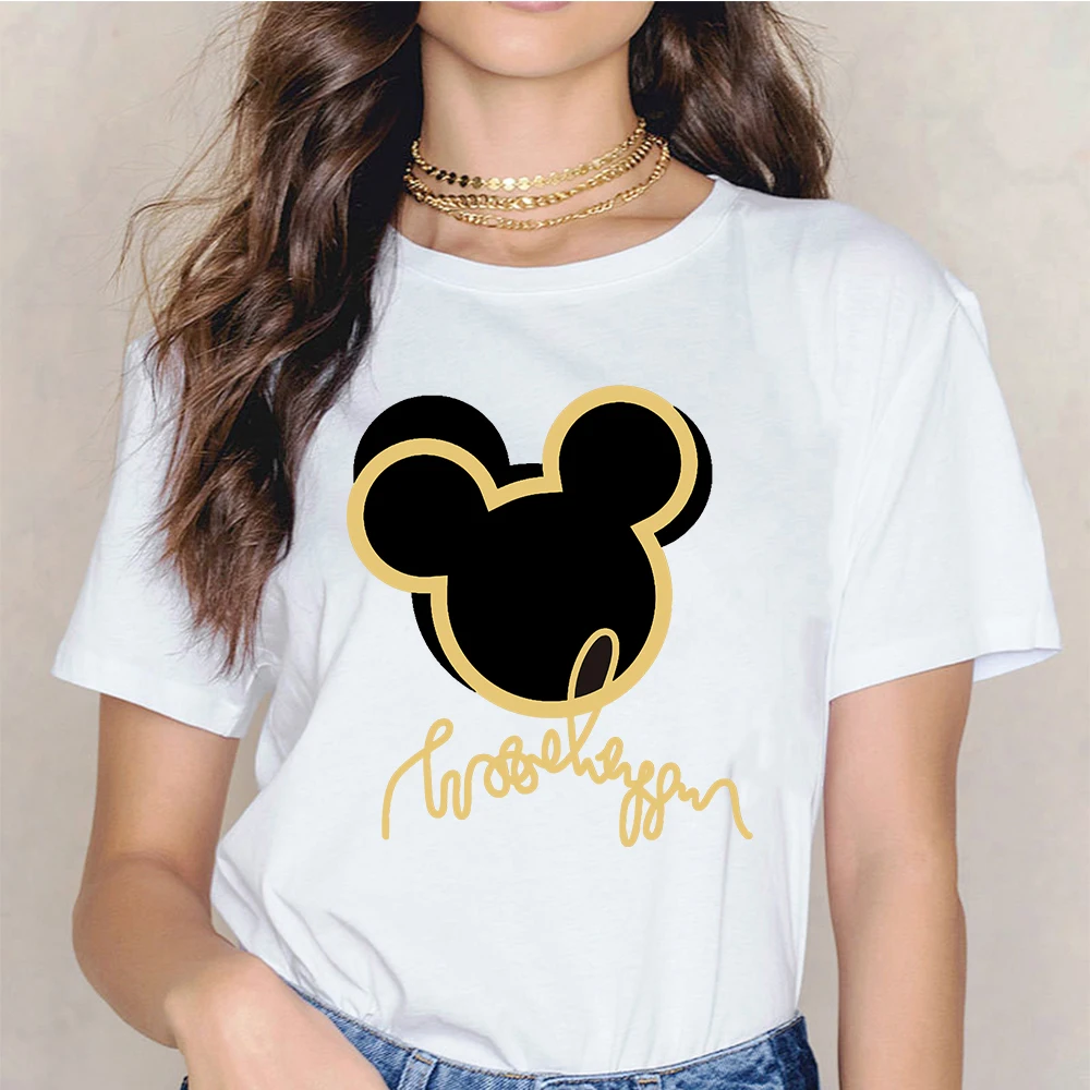 

Disney New Women's Clothing Couple Fashion Mickey Mouse Cartoon Letter Printing O-neck Short-sleeved Cute Women's Loose T-shirt