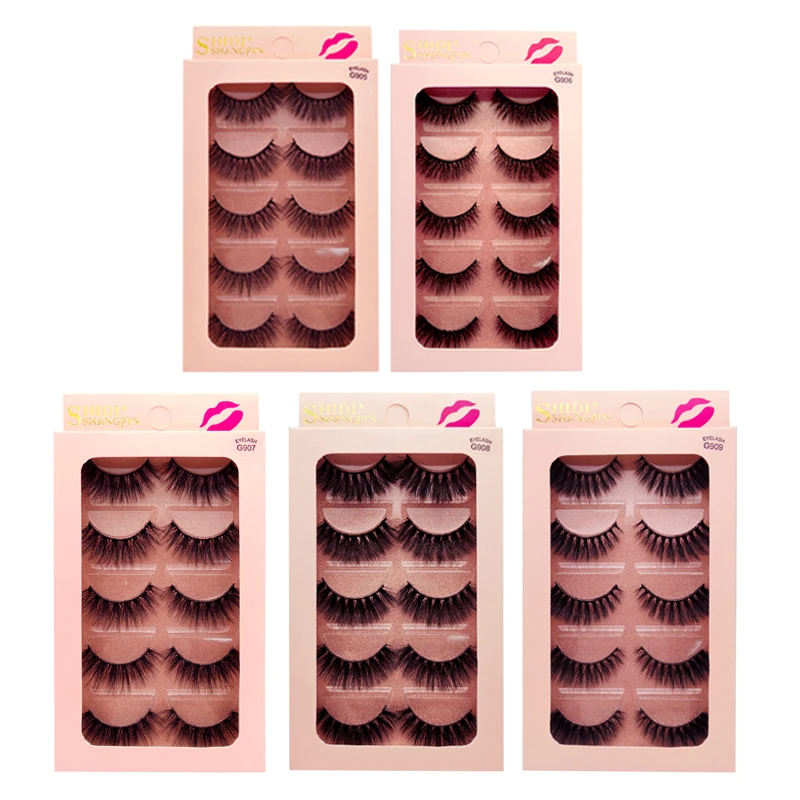 SHIDISHANGPIN 5 Pairs 3D Mink Eyelashes Fluffy Makeup Lashes Dramatic False Natural Long Volume | Красота и здоровье