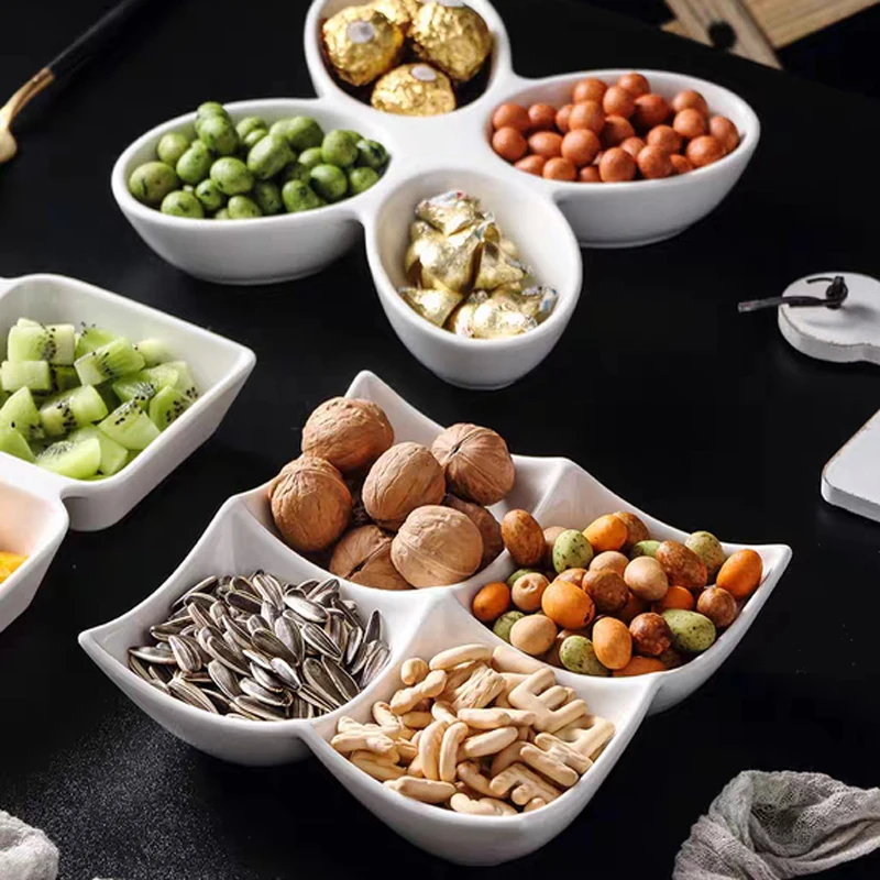 

Ceramic family plate simple fruit plate Japanese appetizer salad plate dried fruit plate for the living room KTV snack plate