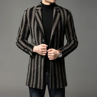 mens casual coat single breasted trendy man s suit thick striped mens coat mens winter wear