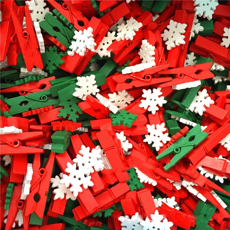 10 шт./лот деревянные зажимы для фотобумаги с рождественскими снежинками прищепки