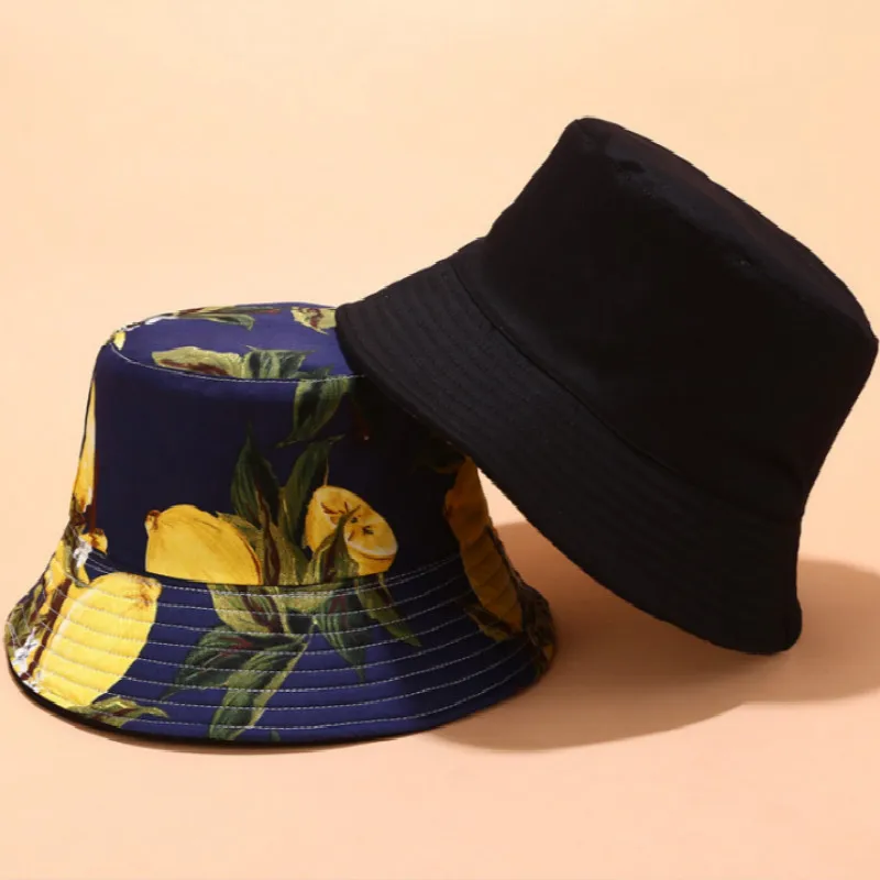 Панама женская с принтом лимона двусторонняя шапка фруктами для спорта на