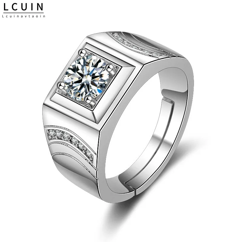 

Men Zircon Ring Engagement Opening Adjustable Wedding Rings Silver Rings For Male Anillos Anel Aros