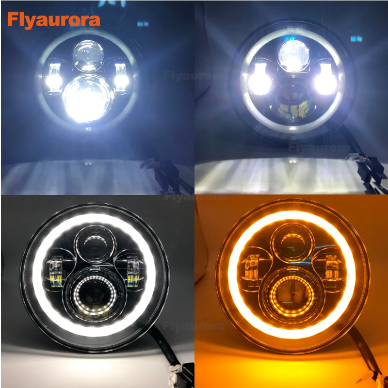 Flyaurora 7 дюймовая круглая светодиодная фара дальнего и ближнего света с дюймовым