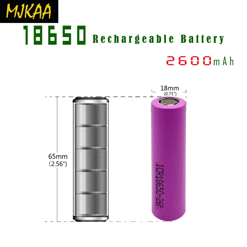 MJKAA аккумулятор 18650 3 7 V Перезаряжаемый литий ионный 2600 mHA + зарядное устройство с