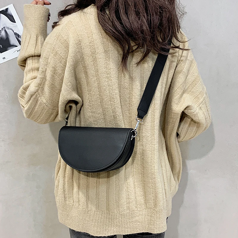 

Female Messenger Bag Waterproof Fashion Youth Girl Shoulder Bag PU Leather Personality Everyday Small Bags Wide Shoulder Strap