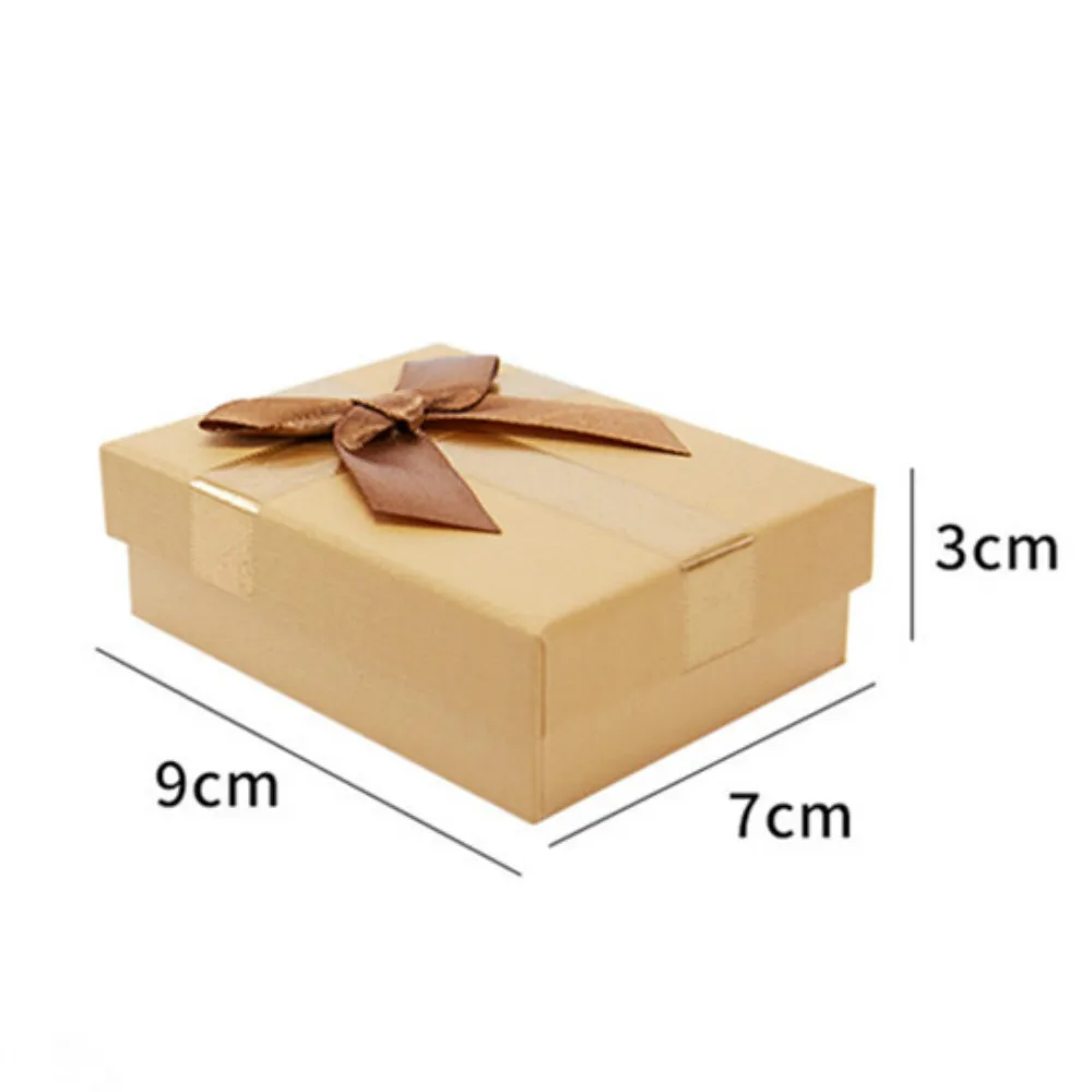 

Bowknot Jewelry Box Square Ring Storage Case Earring Necklace Display Organizer Trinket Holder Wedding Engagment Gift Packaging