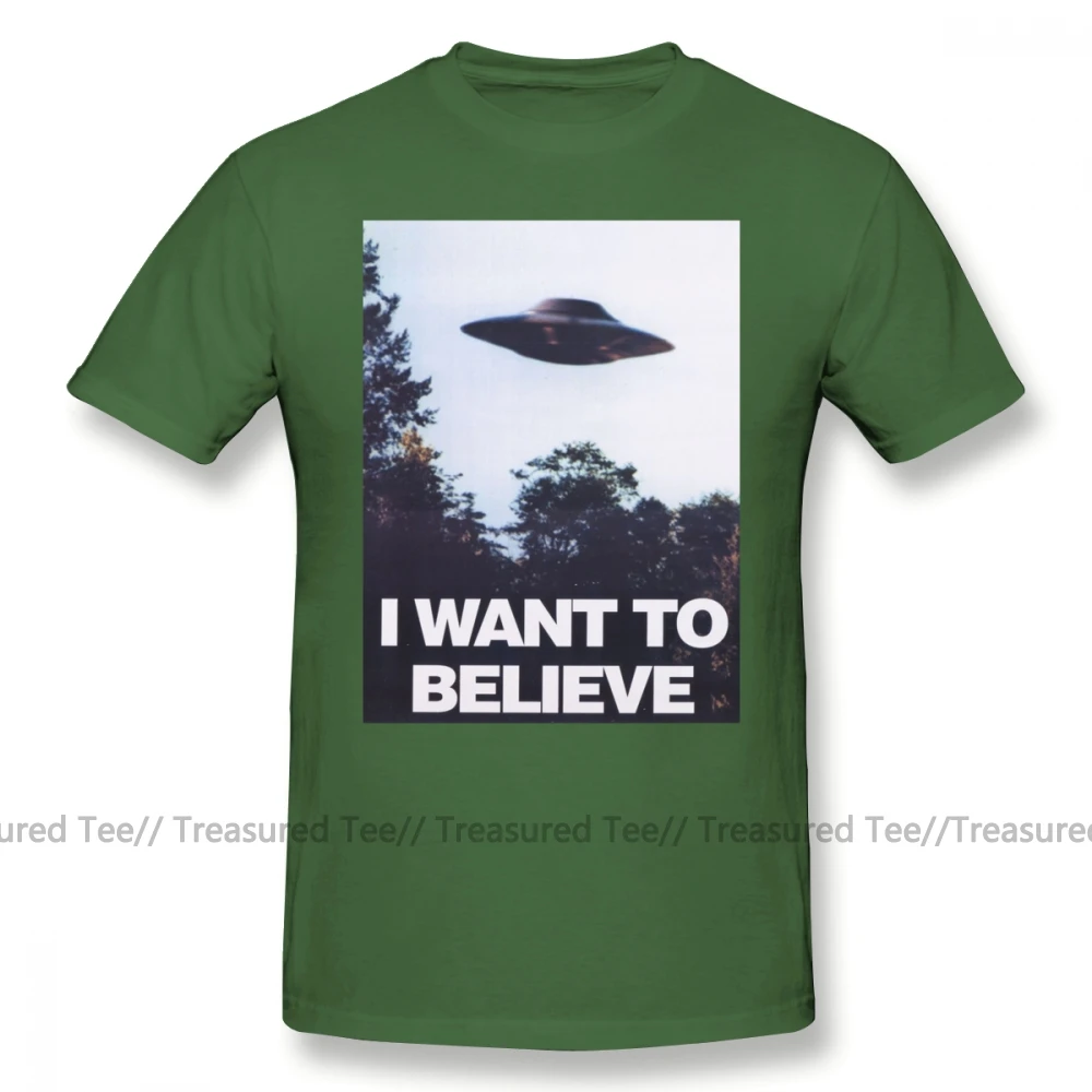 Футболка с клоуном, футболка с надписью X, I Want To Believe, Мужская Уличная футболка, потрясающая, 4xl, с принтом, 100 хлопок, футболка с коротким рукавом - Цвет: Army Green