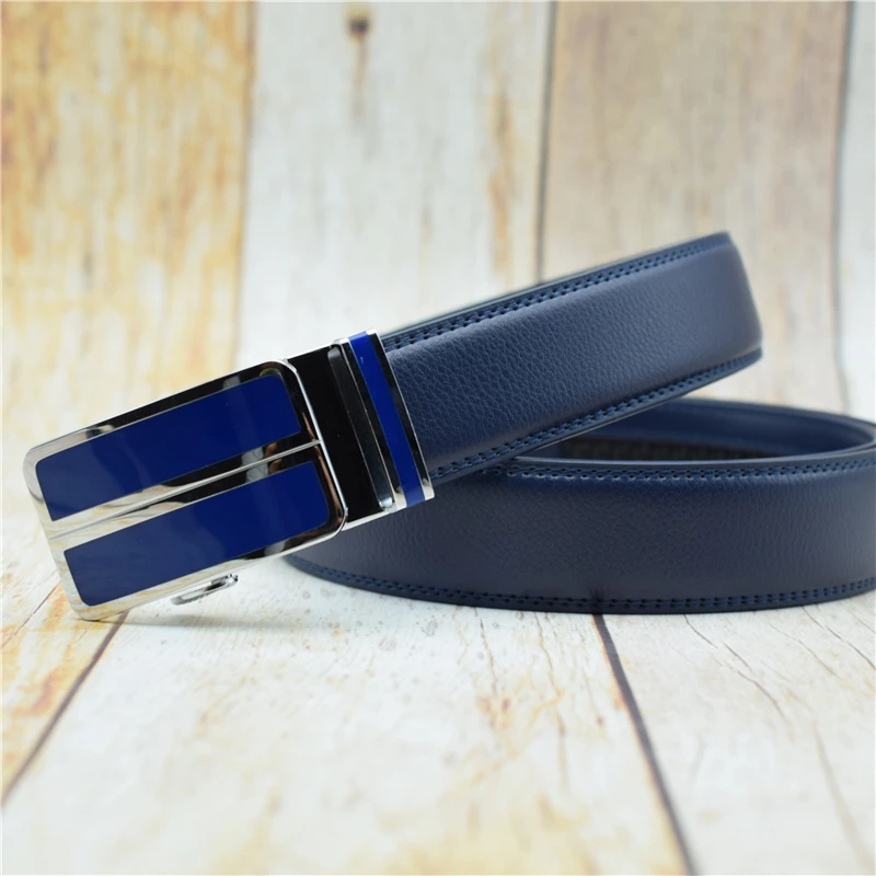 Ремень мужской с автоматической пряжкой дизайнерский пояс из воловьей кожи