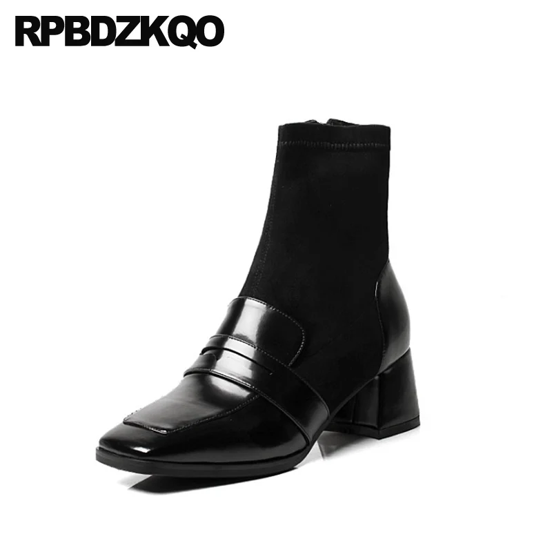 Замшевые женские короткие осенние ботинки блестящие Роскошные брендовые туфли