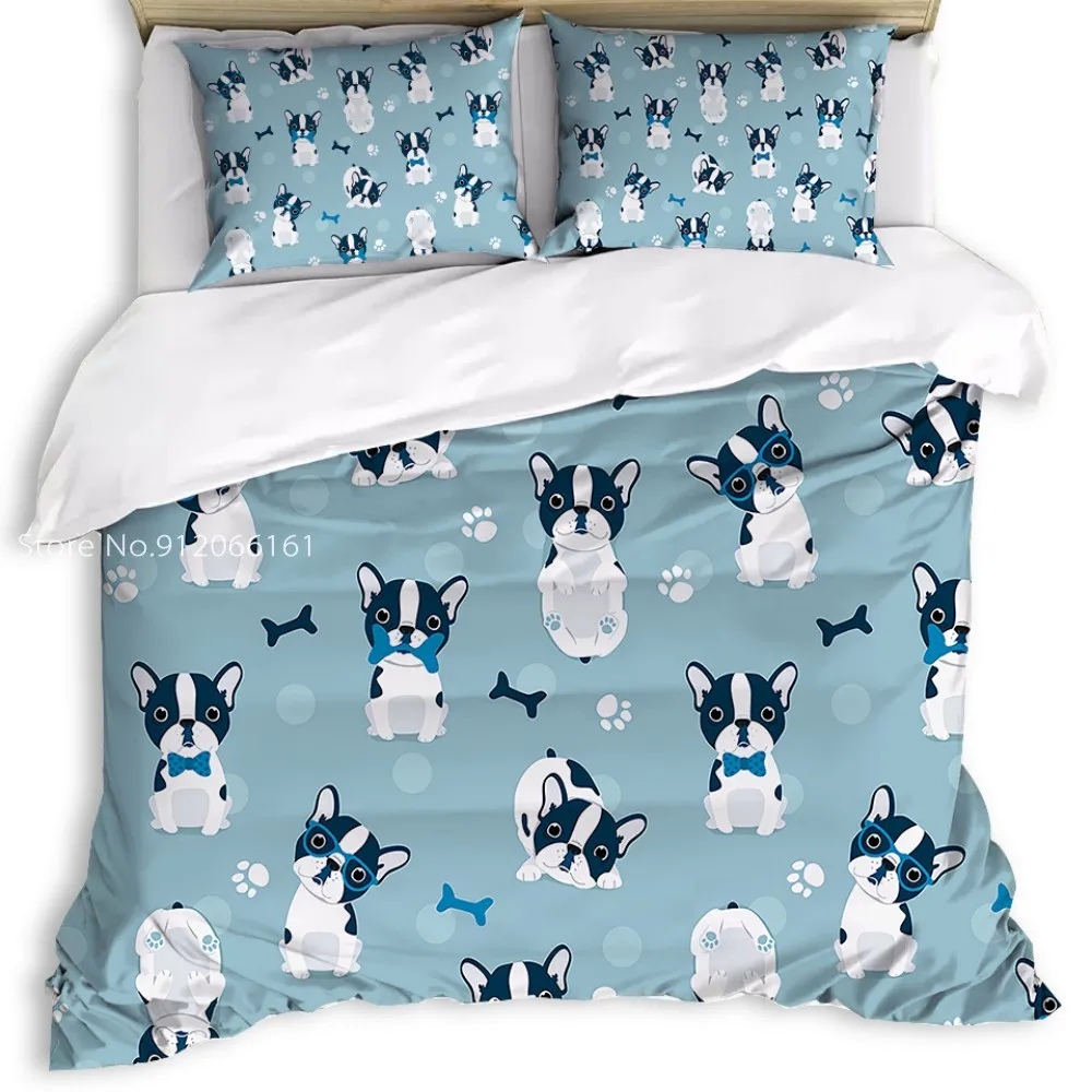 Летнее симпатичное постельное белье с 3D рисунком кошек и собак пододеяльник