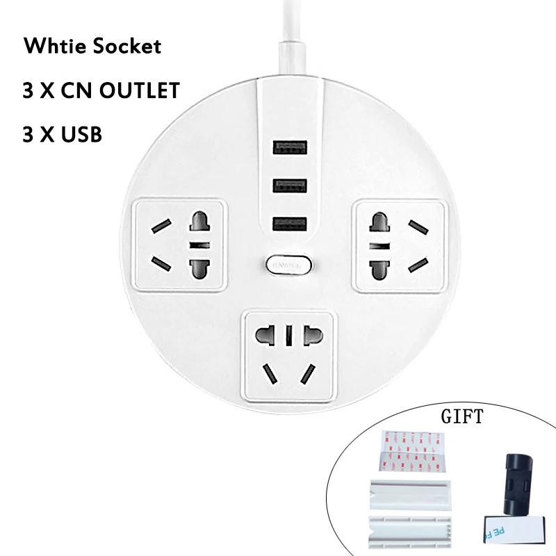 Коричневый Сетевой фильтр для розетки AU/EU, электрическая розетка с USB 3/4 портами, зарядное устройство, адаптер, док-станция, 5 В, 2,1 А, 1,8/3 м, удлинитель - Цвет: Коричневый
