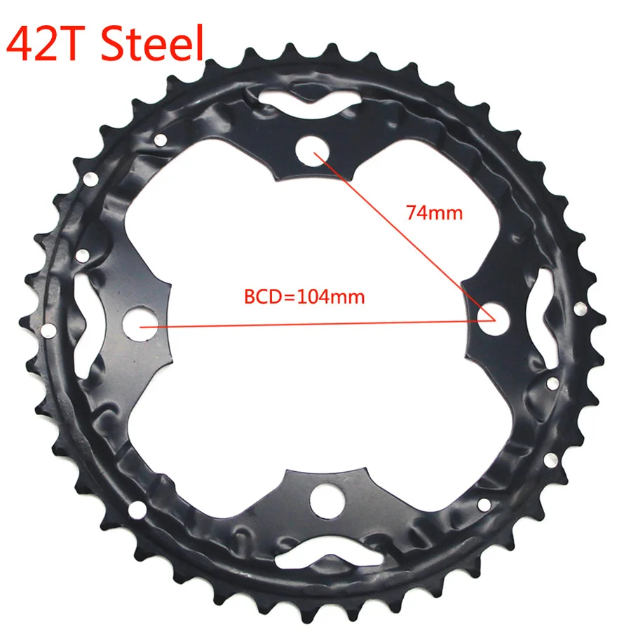 MTB кольцо цепи велосипеда цепь для SHIMANO SRAM Универсальный шатун 22 T/24 T/26 T/32 T/38 T/42 T/44 T 104BCD 64BCD велосипедная звездочка - Color: 42T steel