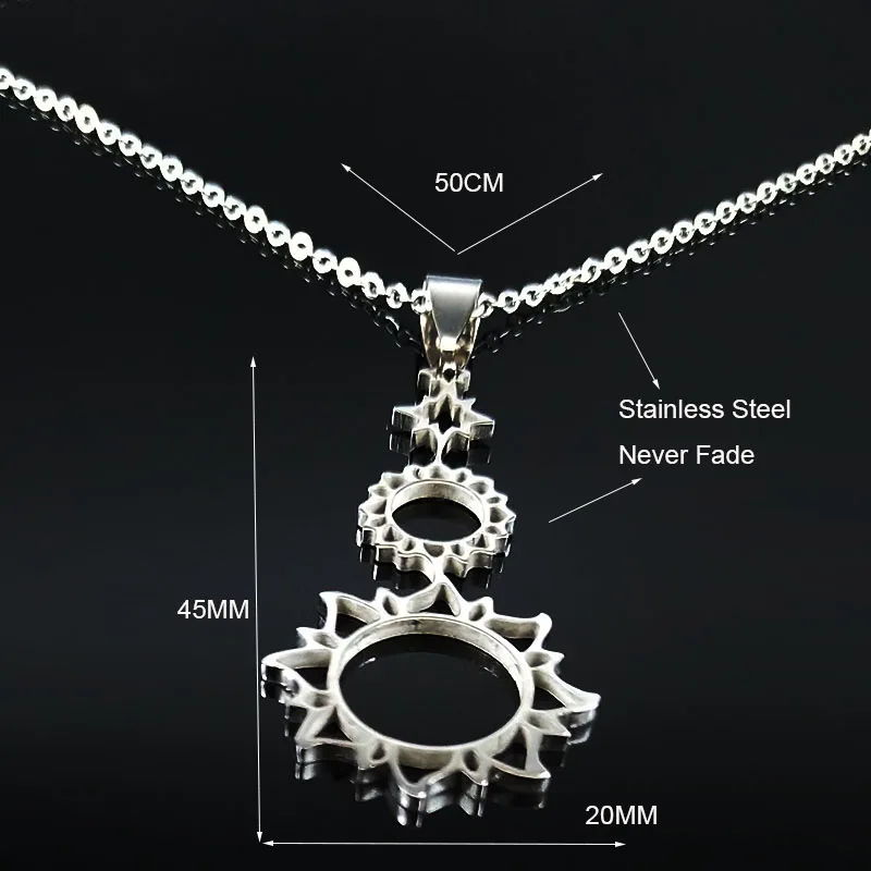 

2021 Fashion Sunflower StainlessSteel Necklaces Women Silver Color Flower Necklaces & Pendants Jewelry collares mujer N1122S02
