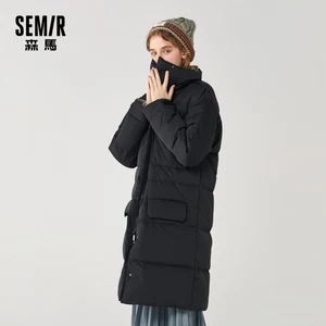 Пуховик женский зимний длинный, выше колена, с воротником-стойкой