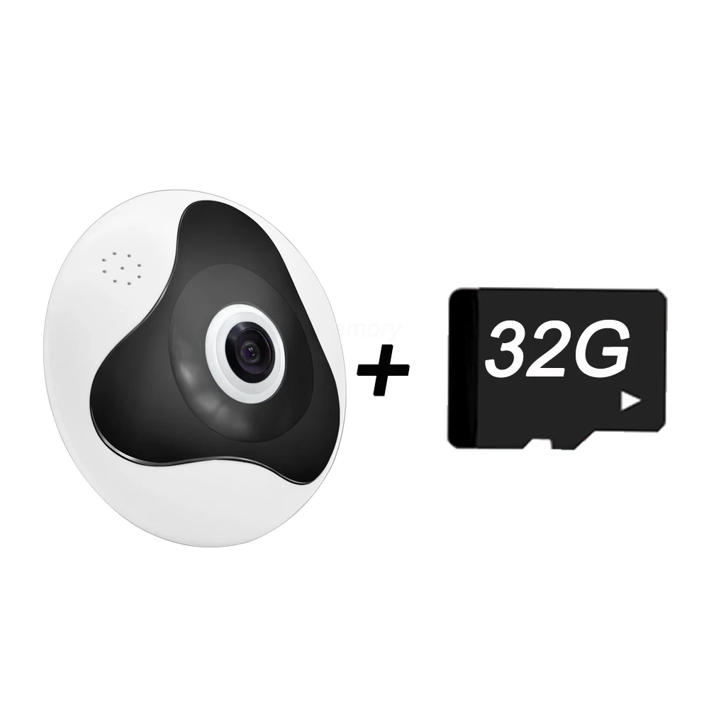 with 32G TF card OUERTECH 3D wifi 360 градусов двухсторонняя аудио панорамная VR 1.3MP рыбий глаз Беспроводная Смарт ip-камера поддержка 128g Домашняя безопасность - Цвет: with 32G TF card