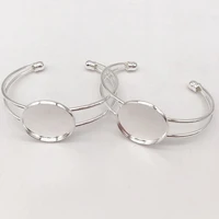 2 pcs bezel blank bracelet for women fit 1inch round cabochon adjustable bracelet jewelry accessories