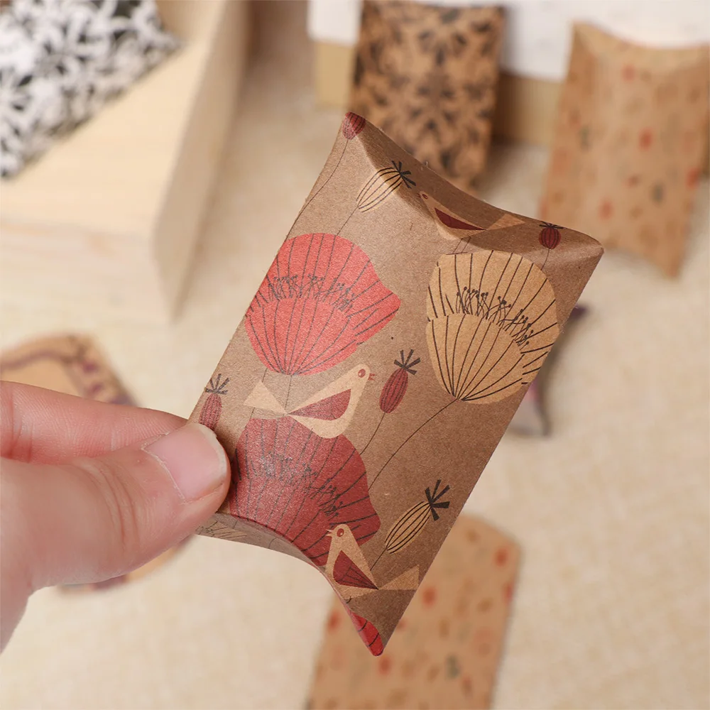 10pcs Gift Box Hot Sell Paper Pillow Stock Packing Birthday Present Leaf Tree Pattern Fashion Fresh Style | Дом и сад