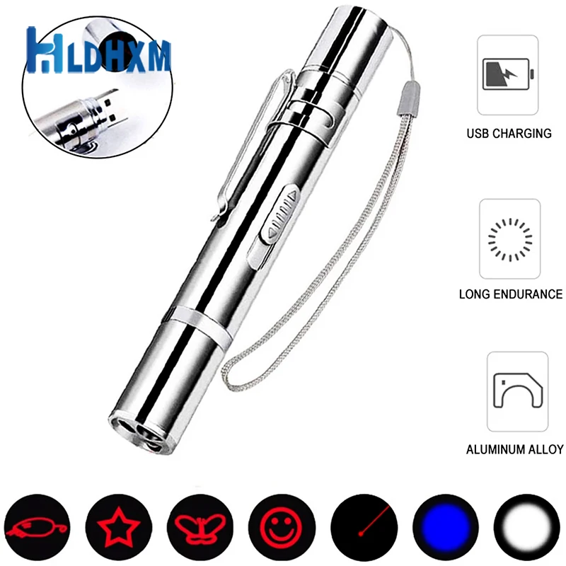 

Hldhxm Cat Laser Pointer Pet Funny Interactive Chase Game Plaything Toy USB Charging Lighting Multifunctional Money Detector Pen