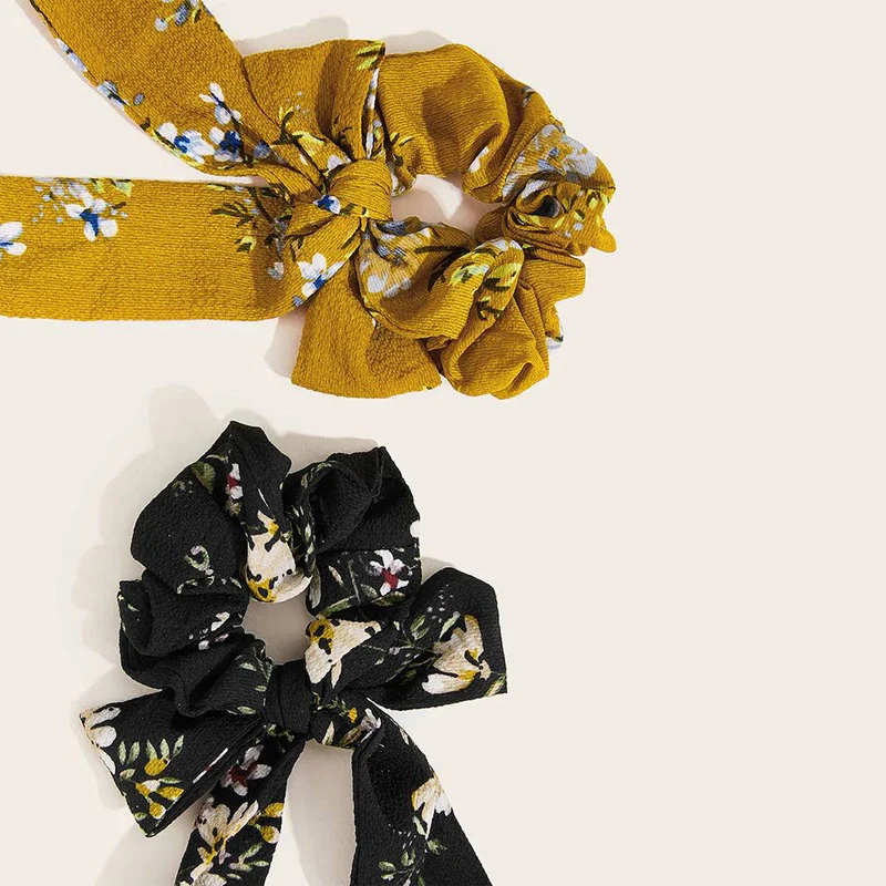 Винтажная резинка для волос с бантом шарф женщин эластичные резинки девочек